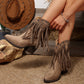 Bottines à talons avec pompons et rivets pour femmes