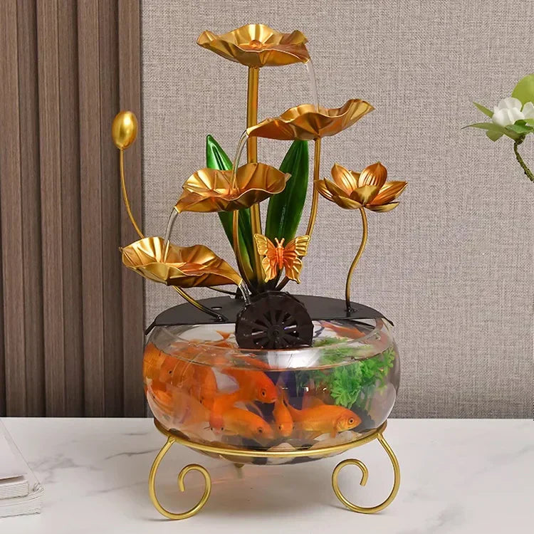 🔥2025 Vente chaude 🔥 Ornement de luxe créatif en forme d'aquarium avec lotus