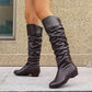 Bottes hautes plissées souples pour femmes