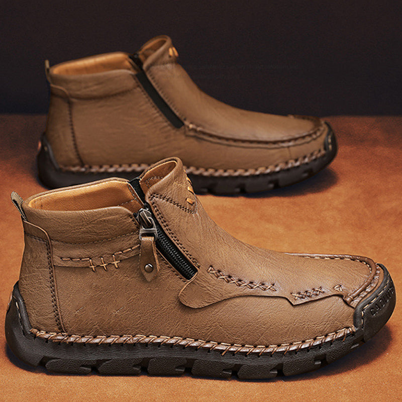 Bottes à talons pour hommes, style rétro, avec fermeture éclair
