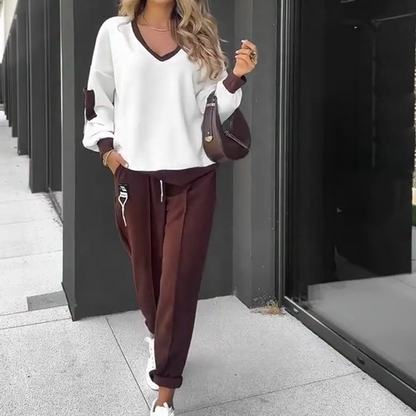 ✨ Ensemble sweat à capuche et pantalon de jogging à blocs de couleurs