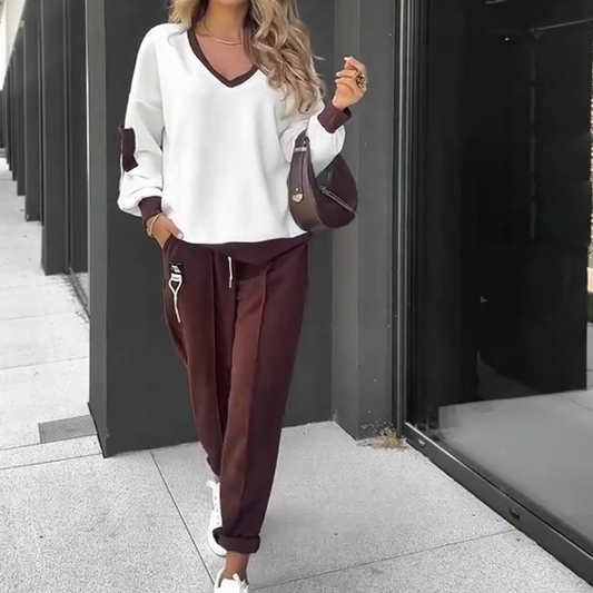 ✨ Ensemble sweat à capuche et pantalon de jogging à blocs de couleurs