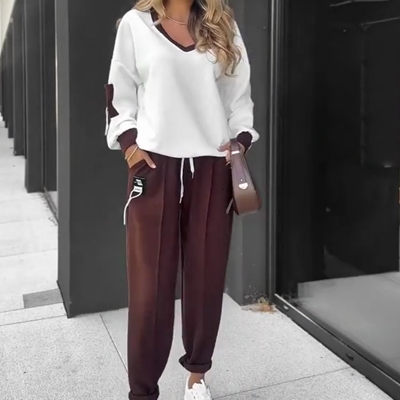 ✨ Ensemble sweat à capuche et pantalon de jogging à blocs de couleurs