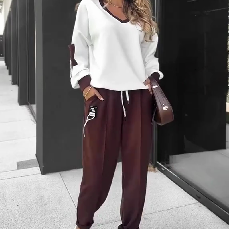✨ Ensemble sweat à capuche et pantalon de jogging à blocs de couleurs