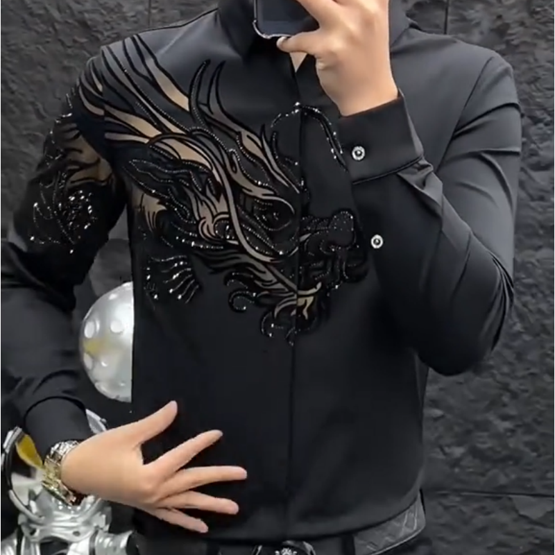 Chemise slim fit élégante imprimée pour homme