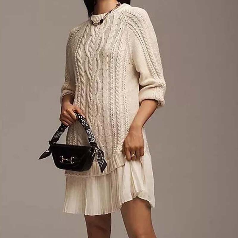 💗DERNIER JOUR -50 % DE RÉDUCTION💗Mini-robe en maille torsadée pour femmes