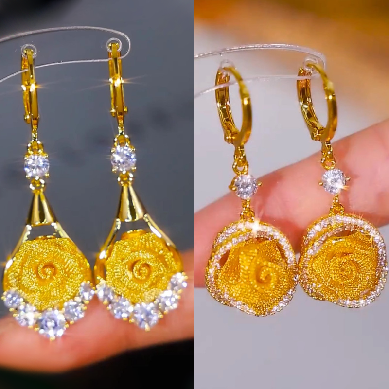 Boucles d'oreilles élégantes en maille rose