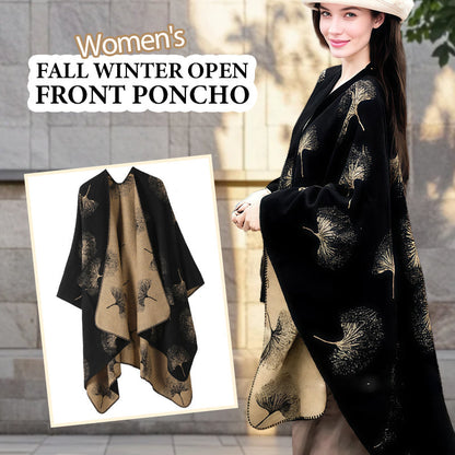 Poncho ouvert devant pour femme, automne-hiver