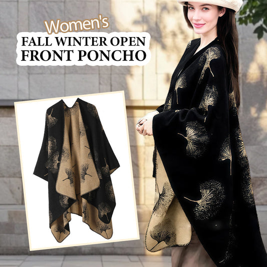 Poncho ouvert devant pour femme, automne-hiver