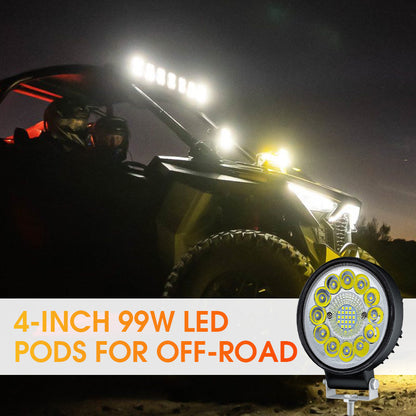 🔦 50% DE RÉDUCTION ! 🚗 Projecteur LED 4 Pouces 99W - Éclairage Extrême pour Off-Road, Étanche IP67 et Résistant aux Chocs 🏔️⚡