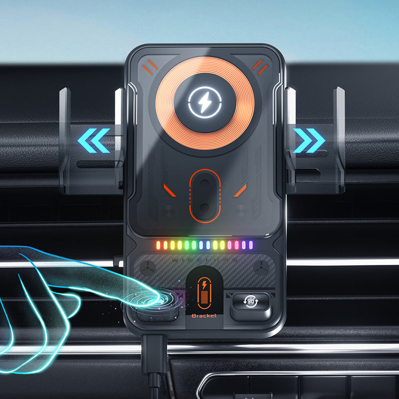 ✨ Stock limité disponible, ne le manquez pas !🙌Support de téléphone de voiture intelligent 2 en 1 avec fonction pivotante et chargeur sans fil