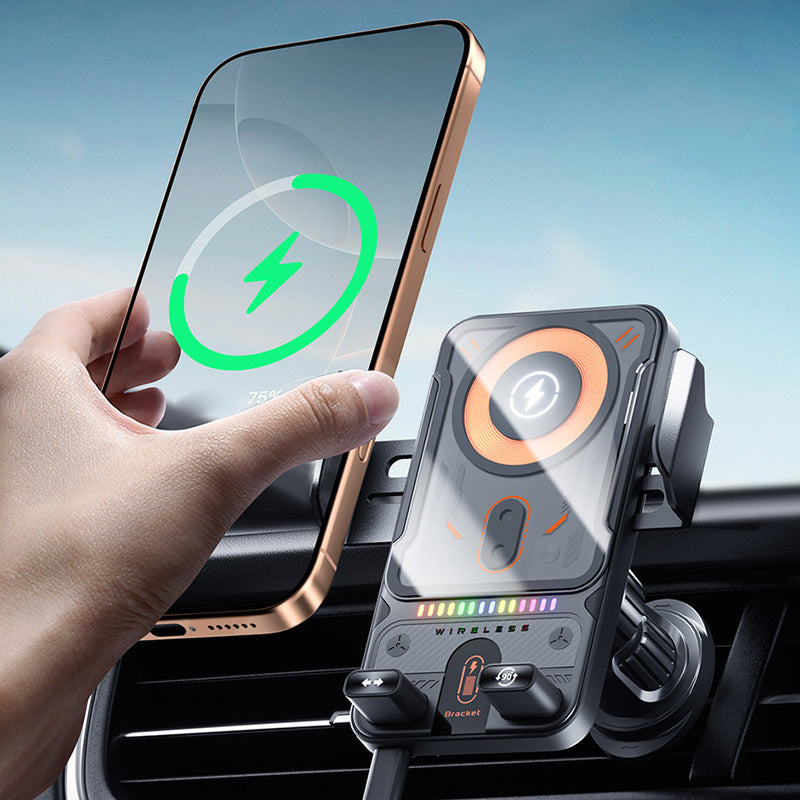 ✨ Stock limité disponible, ne le manquez pas !🙌Support de téléphone de voiture intelligent 2 en 1 avec fonction pivotante et chargeur sans fil