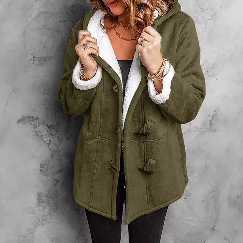 Manteau Femme en Daim à Capuche avec Doublure Polaire