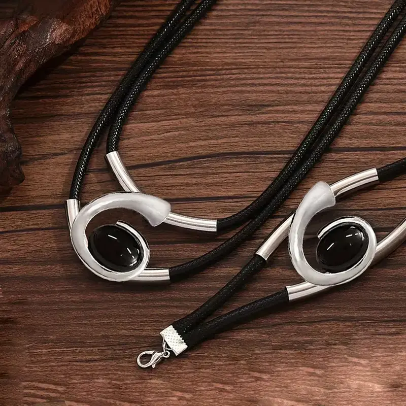 ✨🐌Nouveau design 2025📿#Ensemble en pierre acrylique « Ensemble collier et bracelet bohème vintage