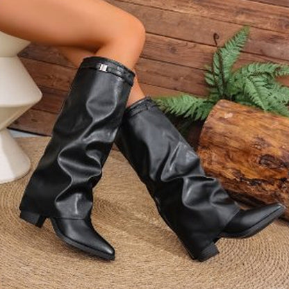 👢 50% DE RÉDUCTION ! 👠 Bottes montantes à talon épais – Confortable, Style tendance & Tige ajustable ✨