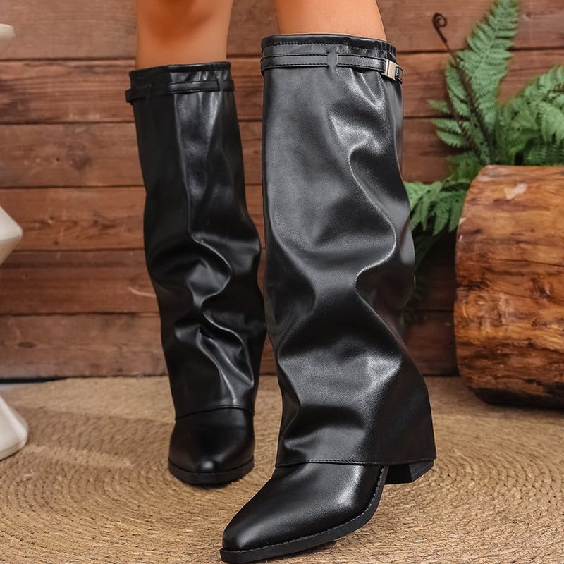 👢 50% DE RÉDUCTION ! 👠 Bottes montantes à talon épais – Confortable, Style tendance & Tige ajustable ✨