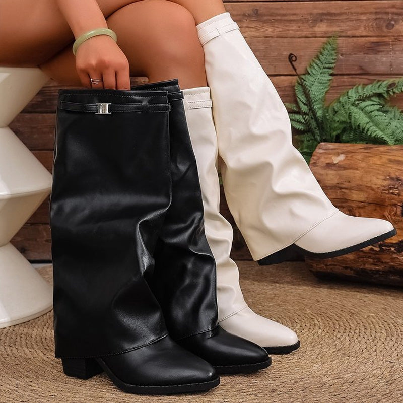 👢 50% DE RÉDUCTION ! 👠 Bottes montantes à talon épais – Confortable, Style tendance & Tige ajustable ✨