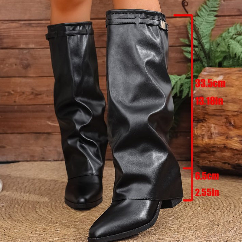 👢 50% DE RÉDUCTION ! 👠 Bottes montantes à talon épais – Confortable, Style tendance & Tige ajustable ✨