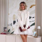 Mini-robe en tulle à col roulé et maille côtelée pour femme