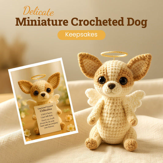 🐾👼 Souvenir Délicat de Chien Miniature au Crochet - Réconfort Émotionnel, Design Ange !