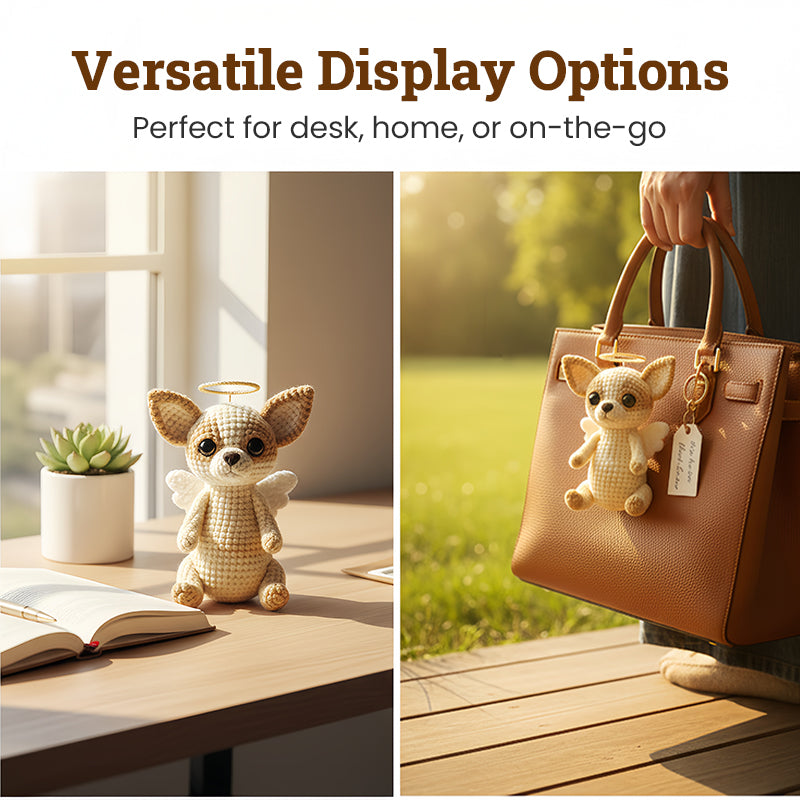 🐾👼 Souvenir Délicat de Chien Miniature au Crochet - Réconfort Émotionnel, Design Ange !