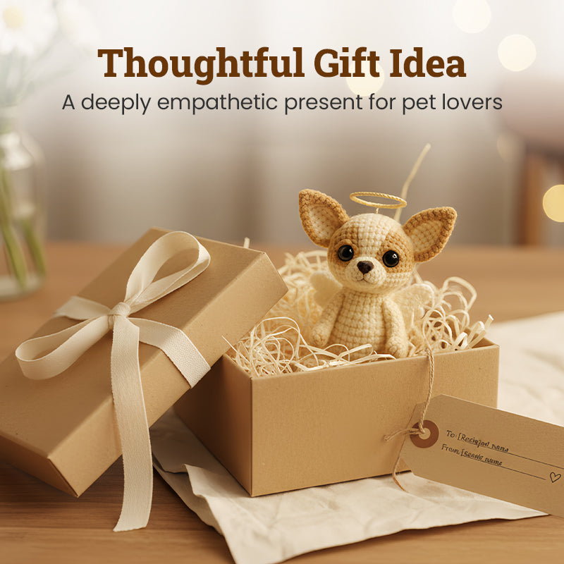🐾👼 Souvenir Délicat de Chien Miniature au Crochet - Réconfort Émotionnel, Design Ange !
