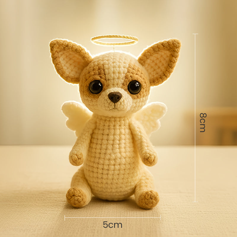 🐾👼 Souvenir Délicat de Chien Miniature au Crochet - Réconfort Émotionnel, Design Ange !