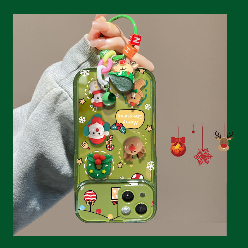 🔥VENTE CHAUDE🎄Étui à rabat miroir avec pendentif arbre de Noël pour iPhone🎅50% de réduction✨