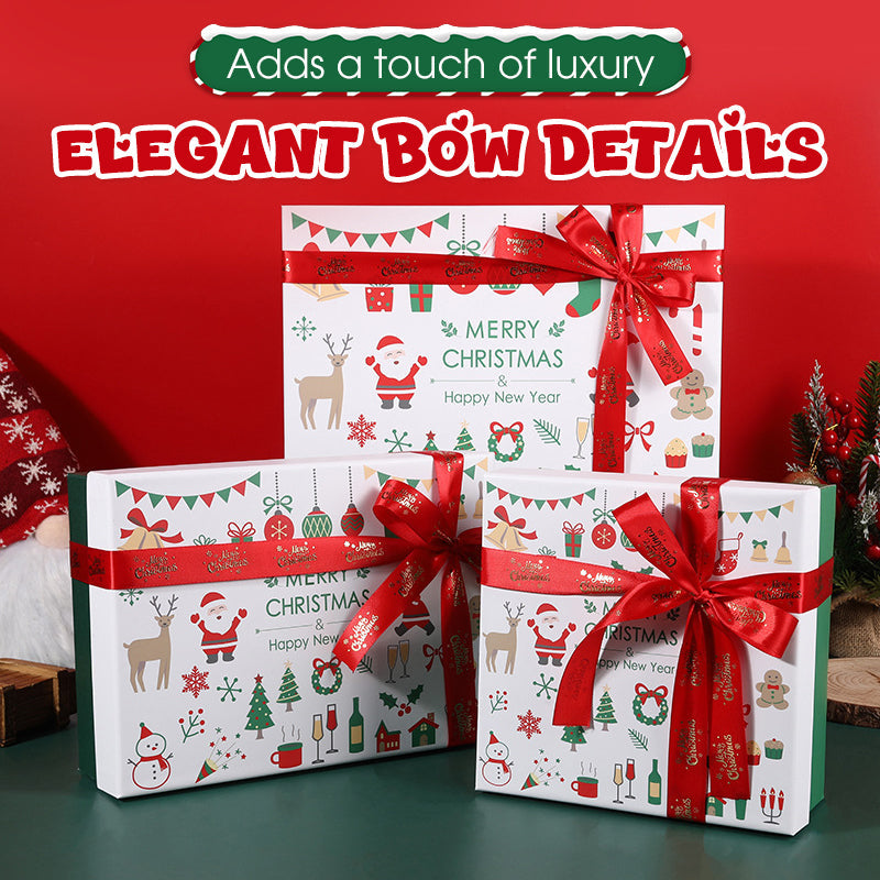 Boîte cadeau de Noël avec couvercle et ruban