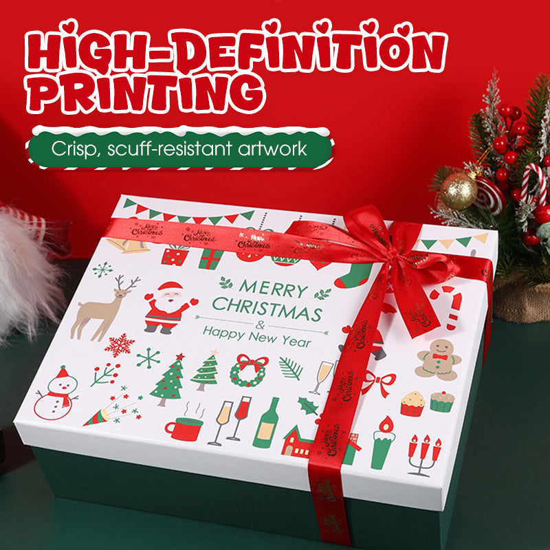 Boîte cadeau de Noël avec couvercle et ruban