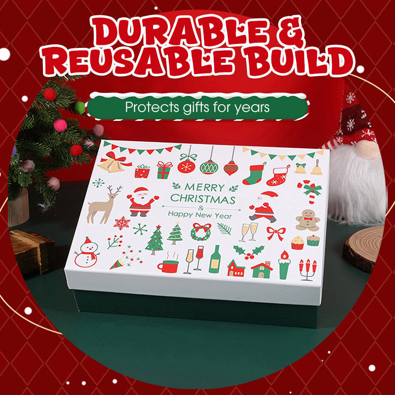 Boîte cadeau de Noël avec couvercle et ruban