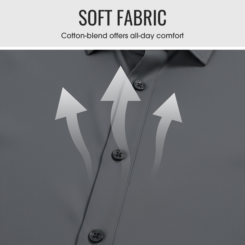 Chemise Boutonnée à Manches Longues à Col Revers de Couleur Unie pour Homme