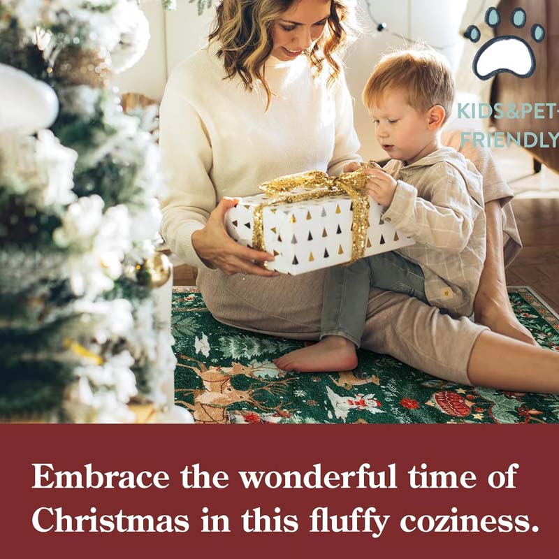 Tapis de Noël Doux et Antidérapant pour la Décoration de la Maison