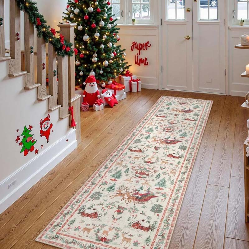 Tapis de Noël Doux et Antidérapant pour la Décoration de la Maison