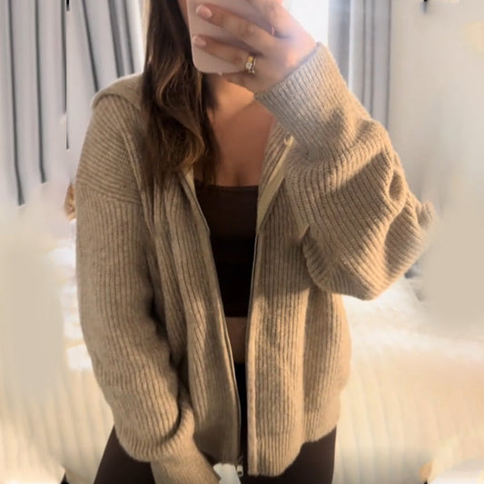 Cardigan à capuche zippé pour femme