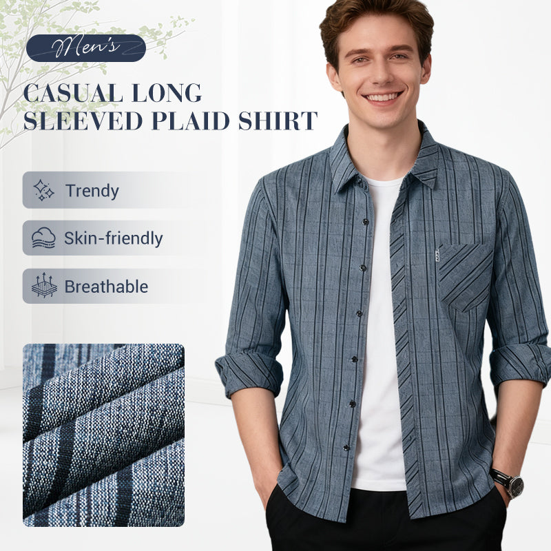 Chemise à carreaux à manches longues confortable et décontractée pour homme