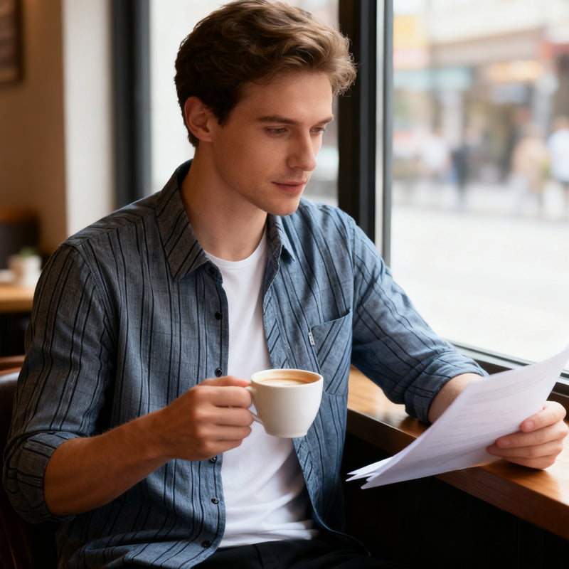 Chemise à carreaux à manches longues confortable et décontractée pour homme