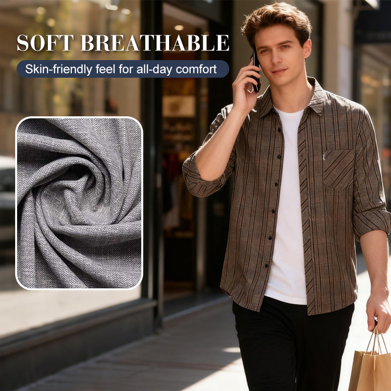 Chemise à carreaux à manches longues confortable et décontractée pour homme