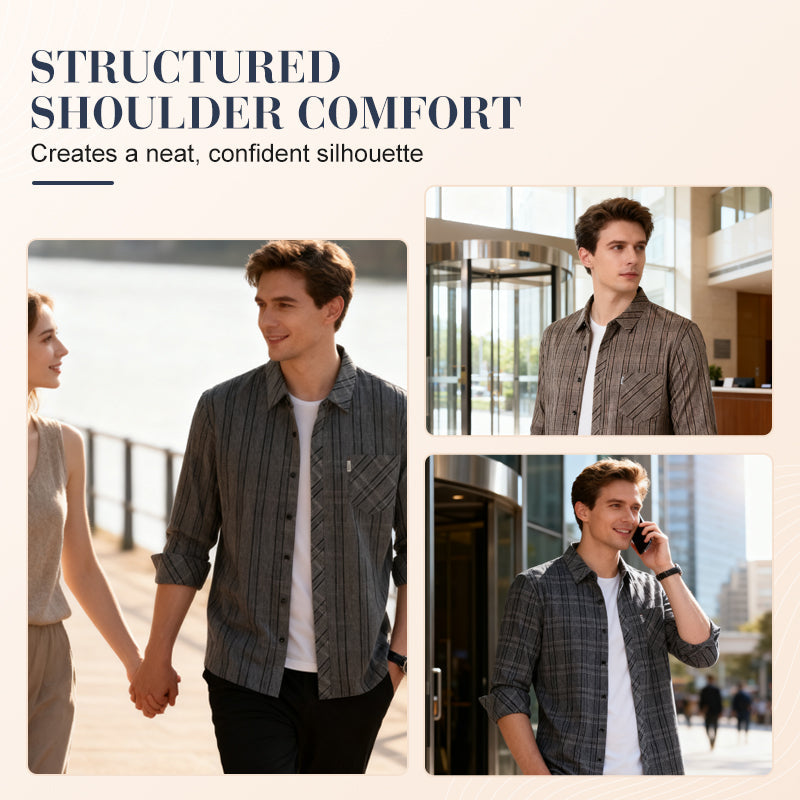 Chemise à carreaux à manches longues confortable et décontractée pour homme