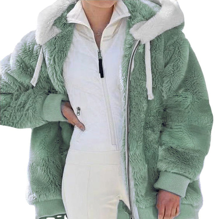 🔥 50% DE RÉDUCTION ! ✨ Veste Polaire Femme avec Doublure Sherpa - Capuche Adjustable, Poche Cachée, Idéal pour l'Hiver Élégant 🧥❄️