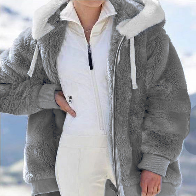 🔥 50% DE RÉDUCTION ! ✨ Veste Polaire Femme avec Doublure Sherpa - Capuche Adjustable, Poche Cachée, Idéal pour l'Hiver Élégant 🧥❄️