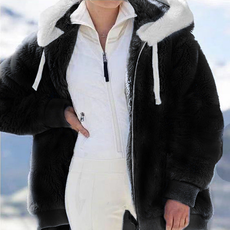 🔥 50% DE RÉDUCTION ! ✨ Veste Polaire Femme avec Doublure Sherpa - Capuche Adjustable, Poche Cachée, Idéal pour l'Hiver Élégant 🧥❄️