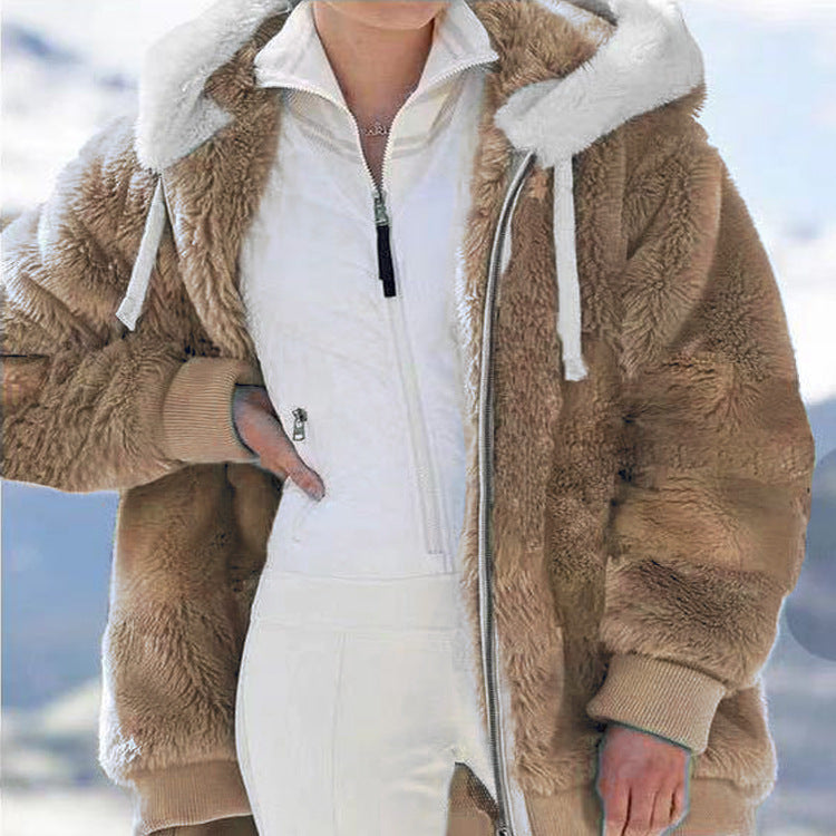 🔥 50% DE RÉDUCTION ! ✨ Veste Polaire Femme avec Doublure Sherpa - Capuche Adjustable, Poche Cachée, Idéal pour l'Hiver Élégant 🧥❄️
