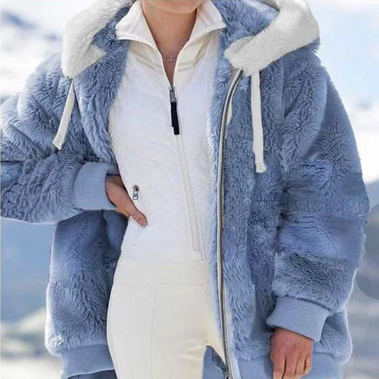🔥 50% DE RÉDUCTION ! ✨ Veste Polaire Femme avec Doublure Sherpa - Capuche Adjustable, Poche Cachée, Idéal pour l'Hiver Élégant 🧥❄️