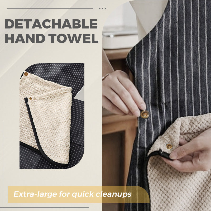 Tablier imperméable à bretelles croisées avec serviette à main amovible