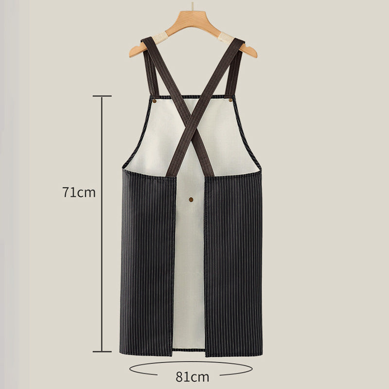 Tablier imperméable à bretelles croisées avec serviette à main amovible