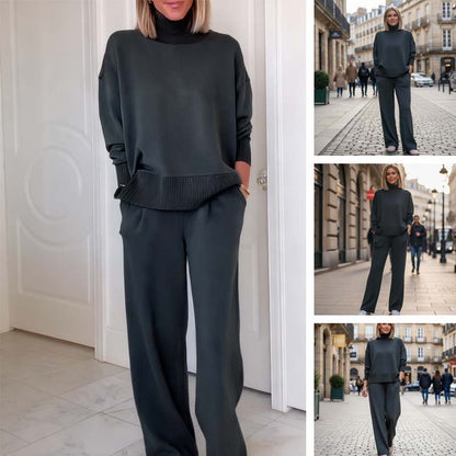 Ensemble loungewear pour femme en maille à col roulé