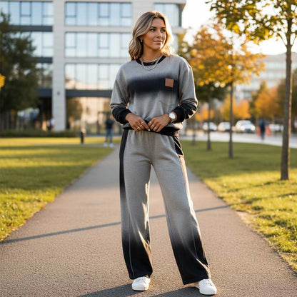 🔥Offres spéciales - Ensemble décontracté pour femme avec haut et pantalon dégradés