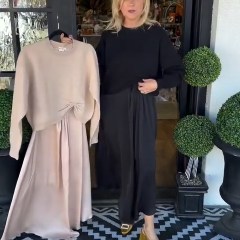 Élégant ensemble 2 pièces pour femmes : haut Twist-Knot et robe longue