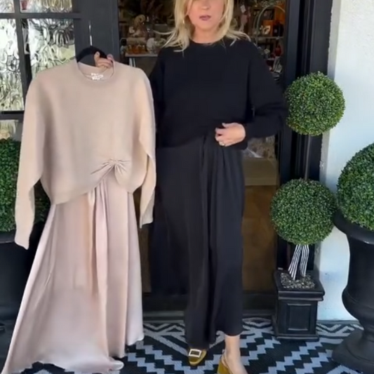 Élégant ensemble 2 pièces pour femmes : haut Twist-Knot et robe longue